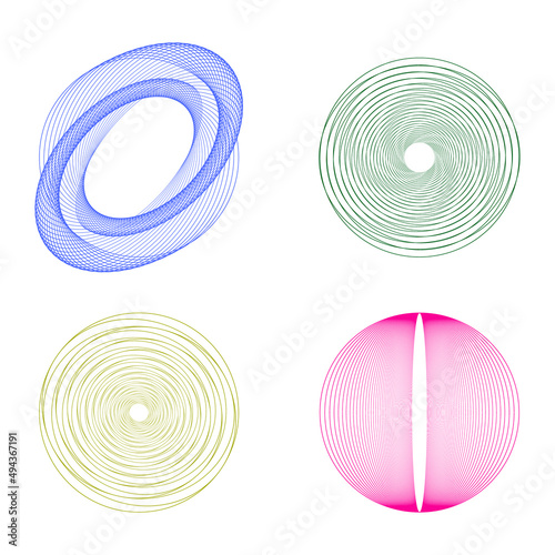 A set of abstract swirling shapes