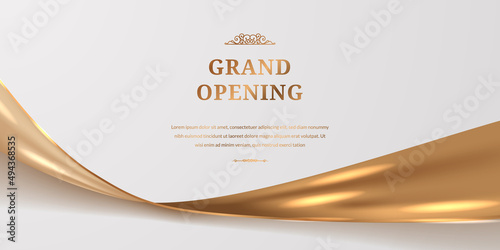 Grand opening silk golden satin ribbon element poster banner template photo