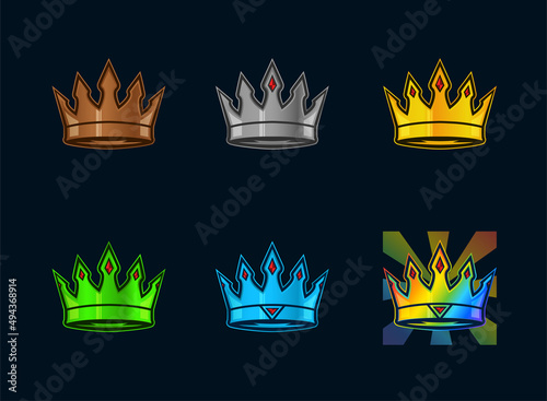Crown badge emotes collection. can be used for twitch youtube. illustration set