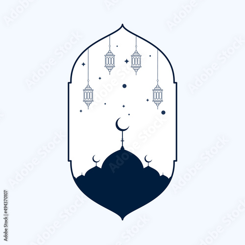 Illustration vector graphic of Ramadan Kareem, islamic evet Eid Al -Fitr backround, good for greeting card, social media post and advertising business photo