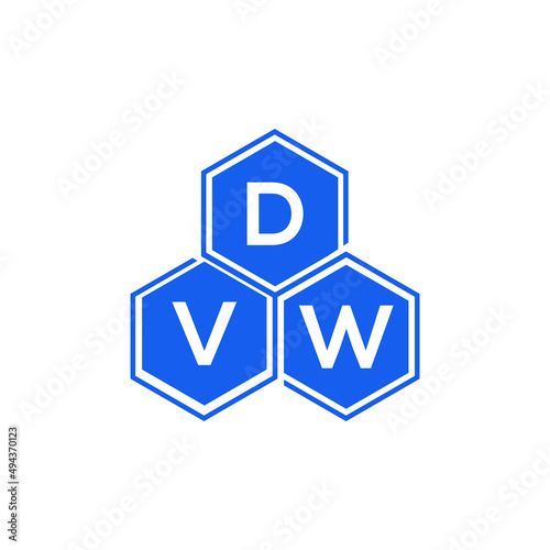 DVW letter logo design on White background. DVW creative initials letter logo concept. DVW letter design.  photo