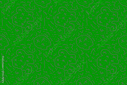 doodle pattern, abstract black doodle seamless on green background, cute pattern for background.