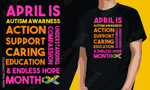 2nd April is autism awareness day t-shirt vector template