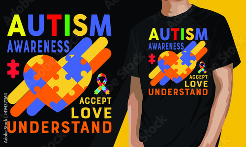 autism awareness accept love understand motivational t-shirt vector