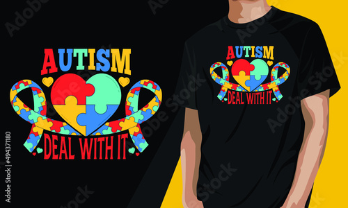 Autism deal with it t-shirt design
