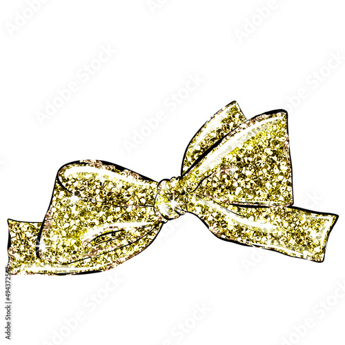 Cute glitter color bow  cartoon illustration