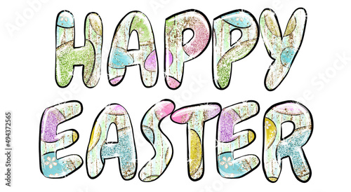 Cut Happy Easter spring letter cartoon