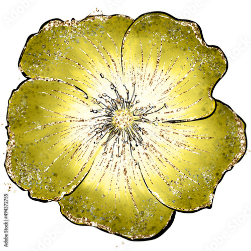 Glitter cute spring cartoon flower