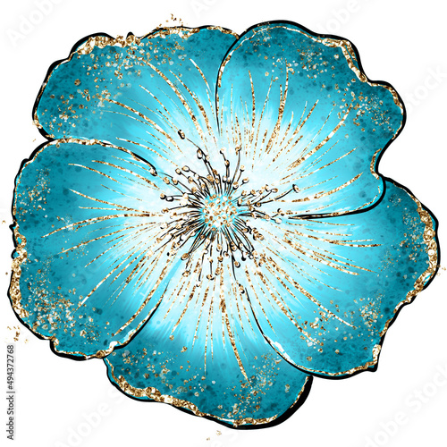 Glitter cute spring cartoon flower