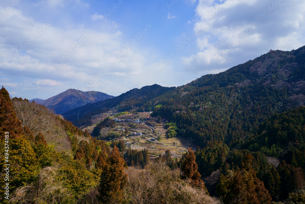 見頃前の梅の山里(徳島県神山町)