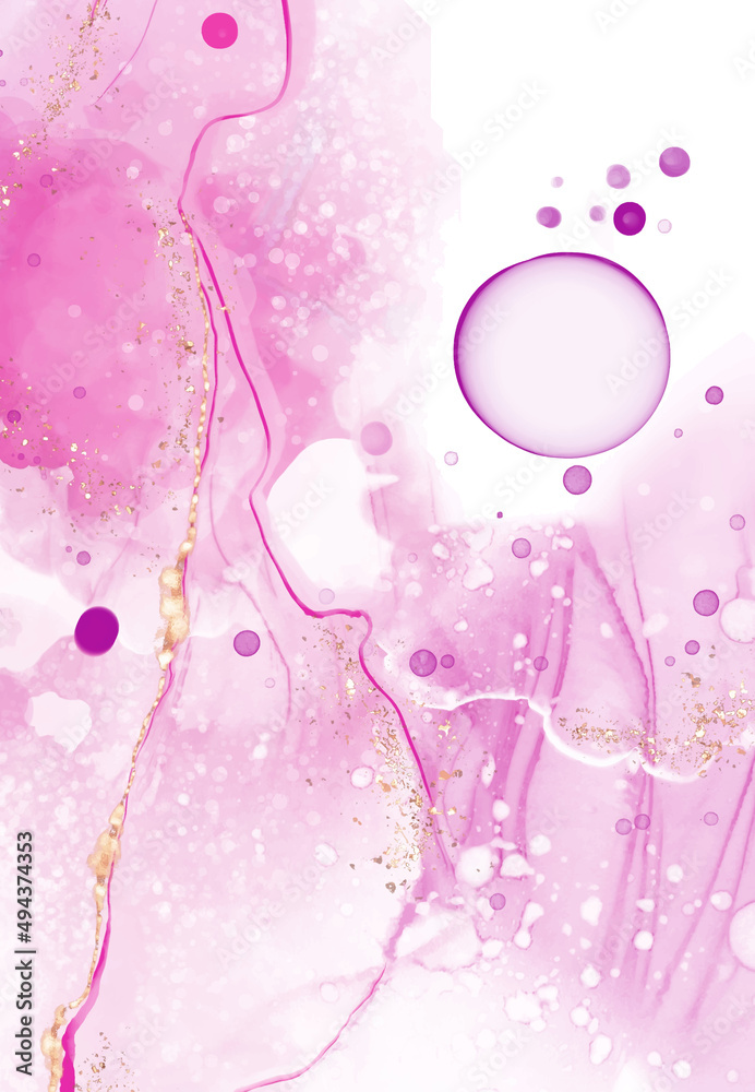 Fototapeta premium Vector pink coral banner. Hand drawn abstract paint brush stroke.