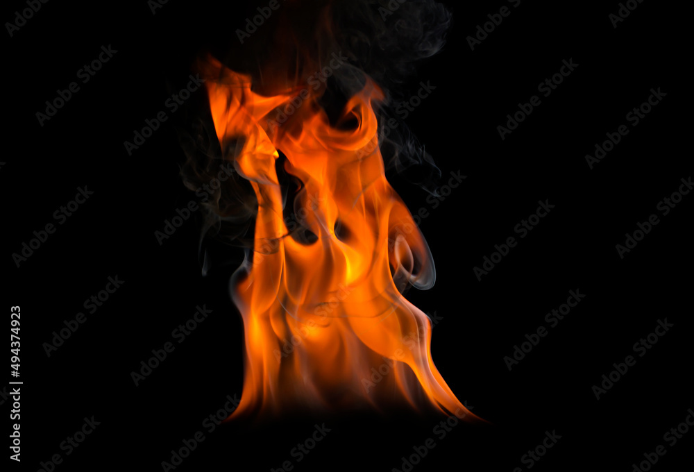 Fototapeta premium the burning flame from gas oil png high heat isolated on black background
