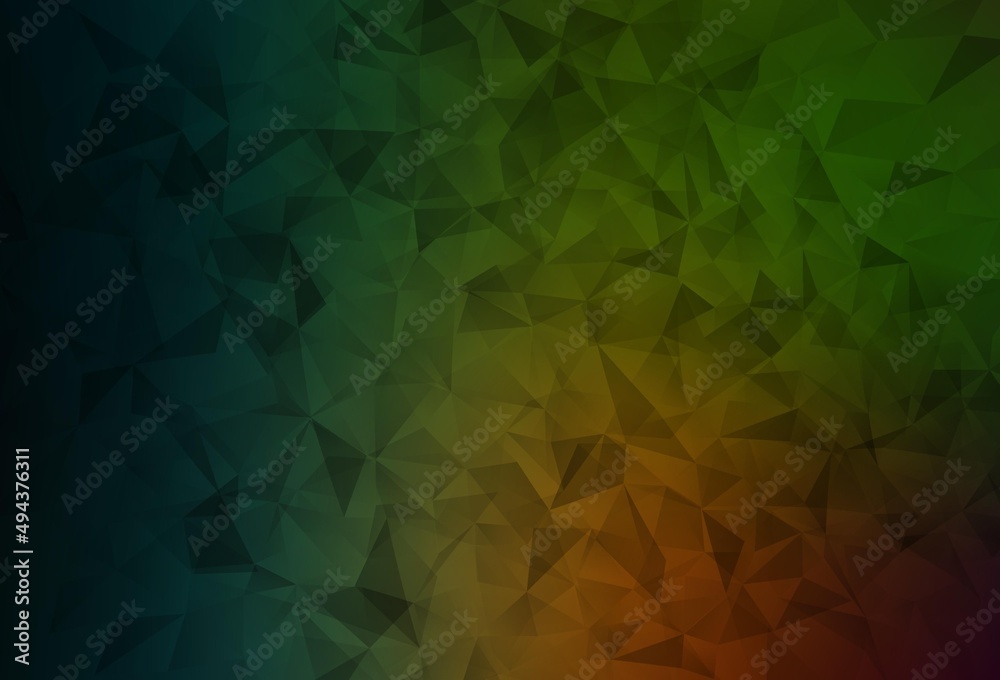 Obraz premium Dark Green, Red vector gradient triangles texture.