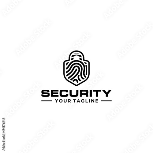 Fingerprint with lock sign inside. Concept of personal data protection and security.