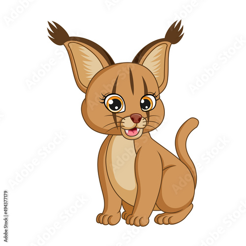 Cute lynx cartoon on white background