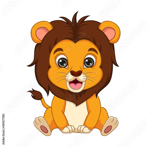 Cute baby lion cartoon sitting
