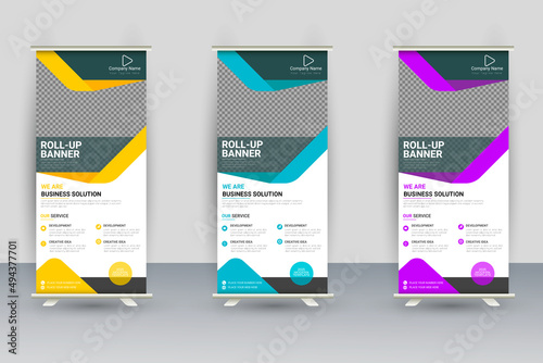 Business roll up banner, standee business banner template
