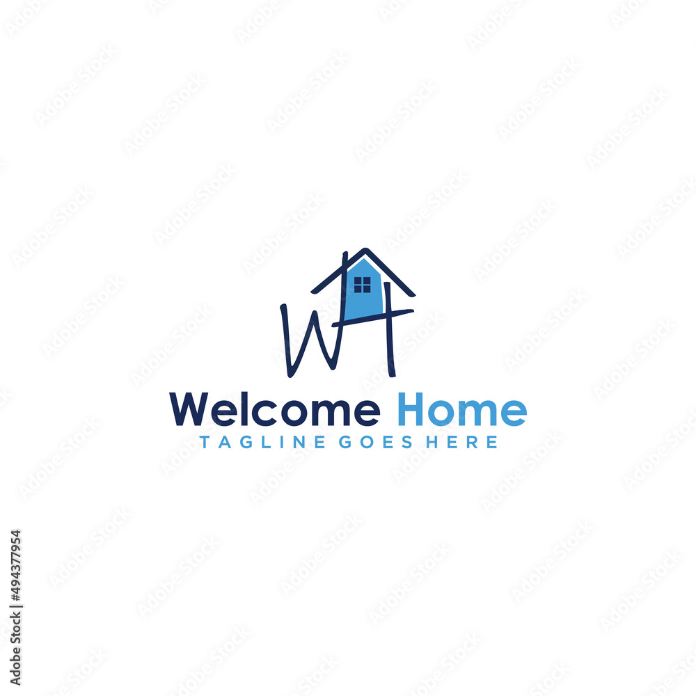 WH initial home properties and real estate logo sign design WH initial home properties and real estate logo sign design