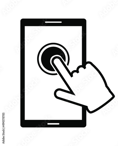 Hand touching a smart smartphone screen vector design