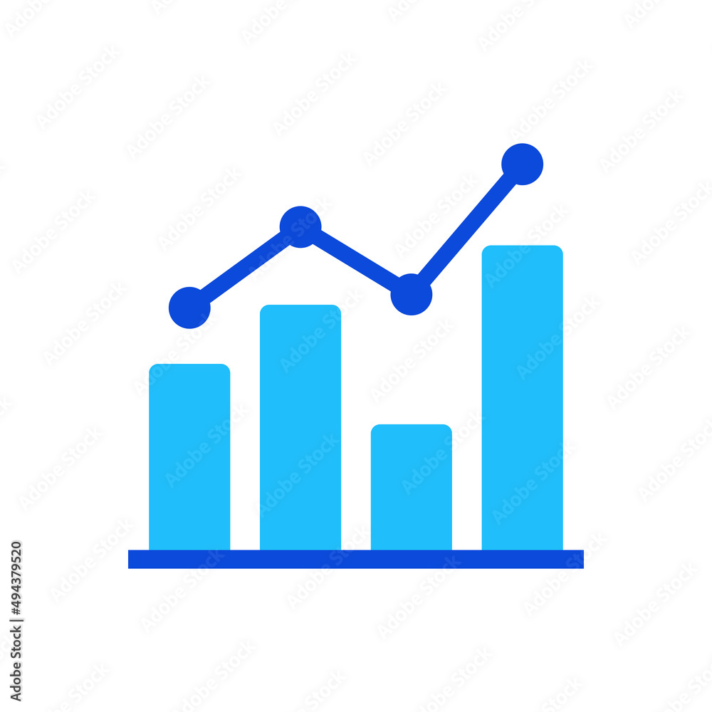 Diagram bar chart icon vector graphic illustration in blue Diagram bar chart icon vector graphic illustration in blue