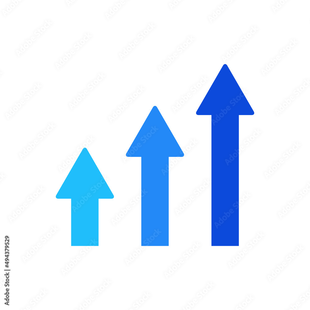 Growth chart icon vector graphic illustration in blue Growth chart icon vector graphic illustration in blue