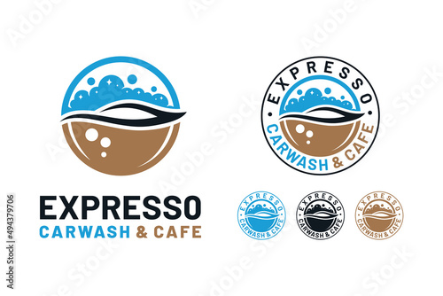 Car wash logo with cafe concept