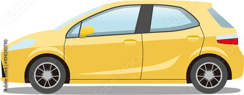 Car compact car hatchback yellow vector illustration