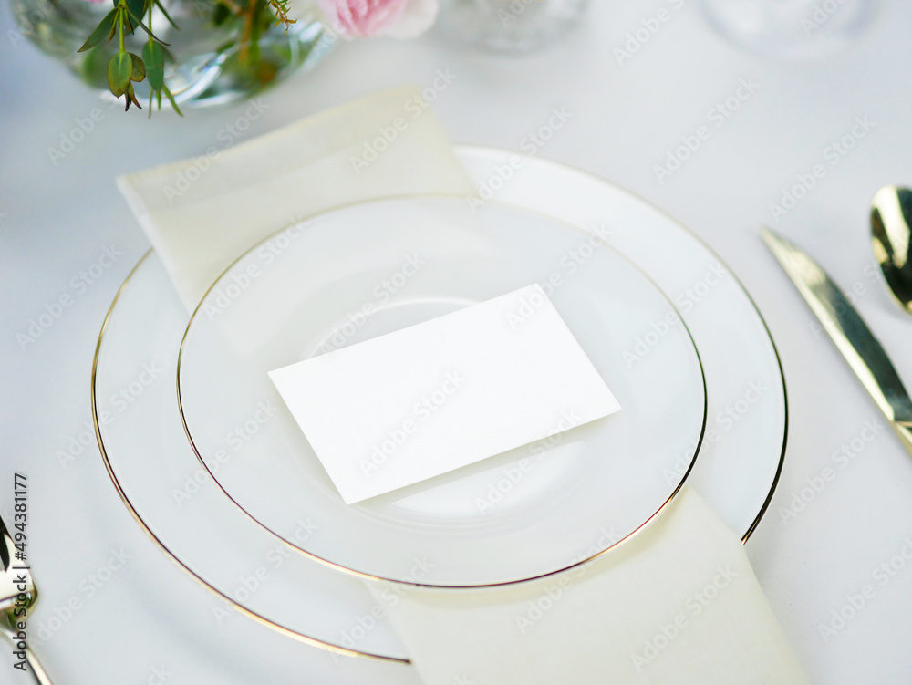 Mockup white blank space card, for Name place, Folded, greeting