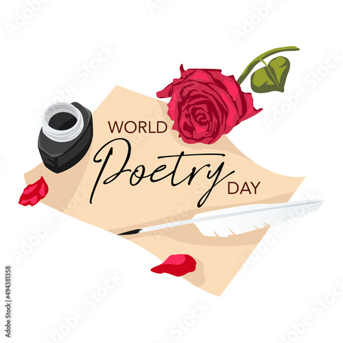 World poetry day typography with beautiful colors and ornaments