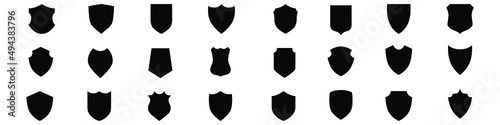 Shield blank icon vector set. security illustration sign collection. Knight award symbol. medieval royal vintage badges isolated.