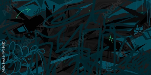 Dark Black Urban Street Art Colorful Abstract Graffiti Style Vector Illustration Background Template