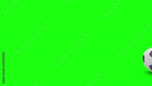 Leather soccer ball slowly bouncing in front of the camera, set of 2 videos with the ball isolated on white and green background.