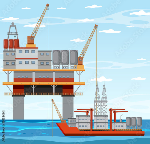 Petroleum industry concept with offshore oil platform