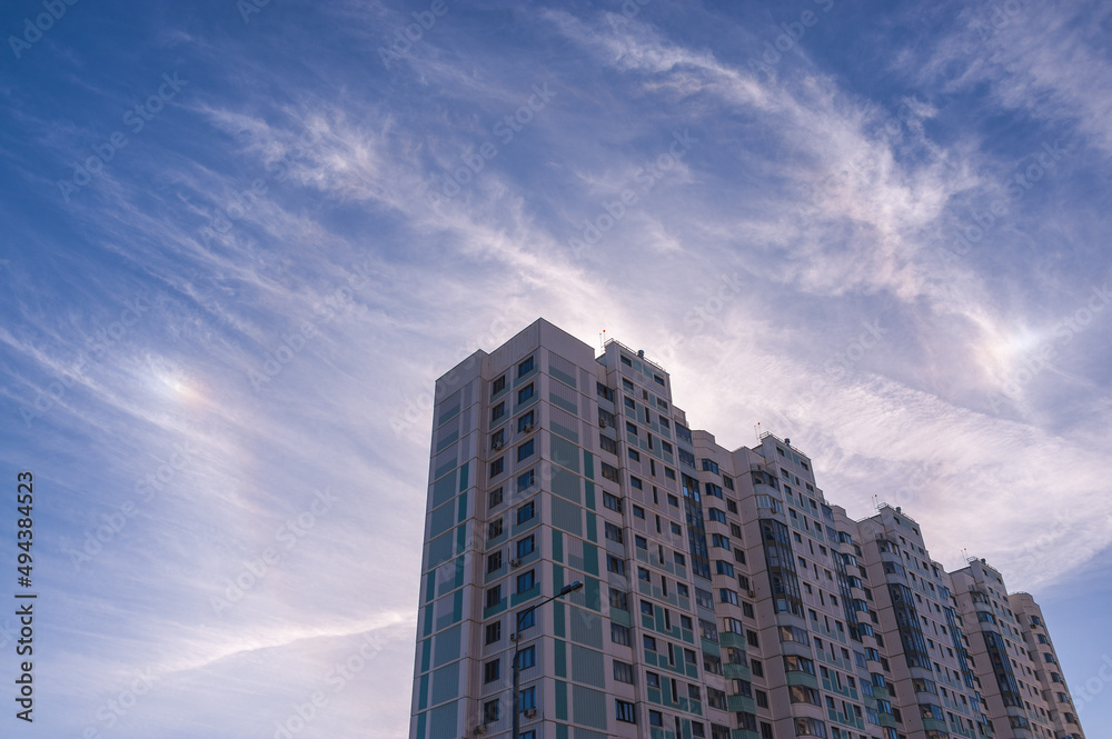 Houses, sky and clouds in the sky Houses, sky and clouds in the sky