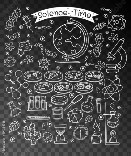 Hand drawn doodle of science icons