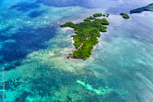 Aerial view of Ilet Macou, Grande-Terre, Guadeloupe, Lesser Antilles, Caribbean.