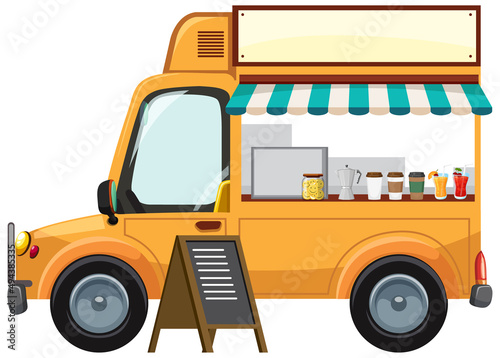 A cute food truck on white background © brgfx