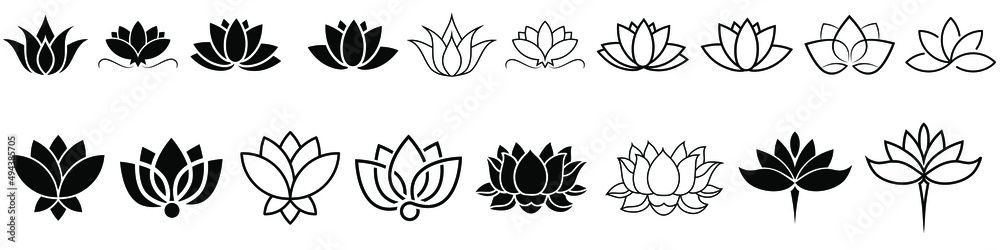 Lotus icon vector set. Harmony illustration sign collection. Buddha flower symbol.