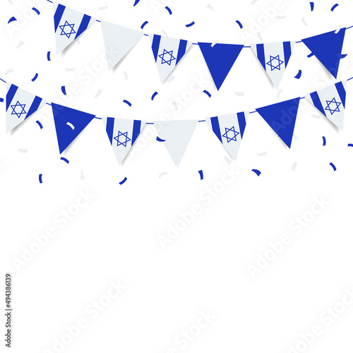 Vector Illustration of Independence Day of Israel. Garland from the flag of Israel on a white background.
