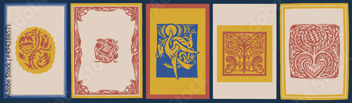 Traditional Ukraine woodcuts. Ukrainian culture and arts. Book cover template, invitation, card, greeting. Graphic resource. 