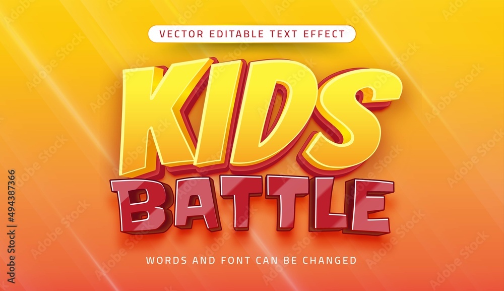 Kids battle 3d style editable text effect