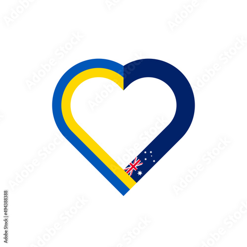 heart ribbon icon of ukraine and australia flags. vector illustration isolated on white background