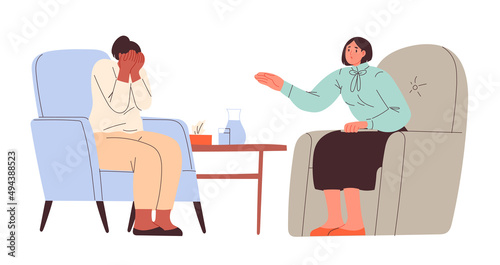 Psychologist supports a crying female client in session