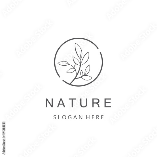 leaf stalk logo illustration design vector icon