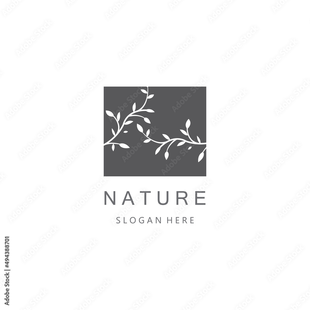 natural logo branches premium design illustration vector