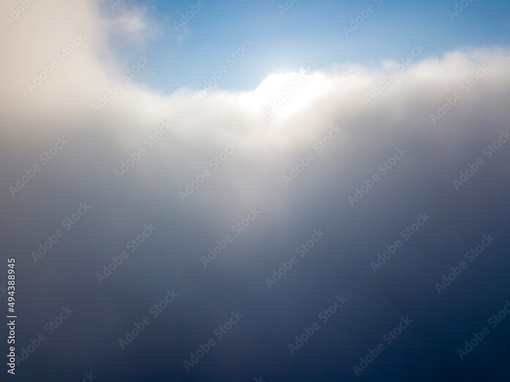 High flight above the clouds. Aerial drone view. High flight above the clouds. Aerial drone view.