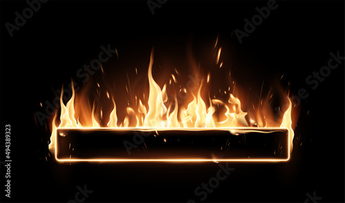 Burning frame. A special transparent smoke effect. Highly realistic illustration.
