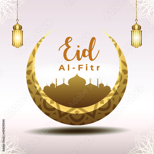 eid al-fitr illustration with golden effect