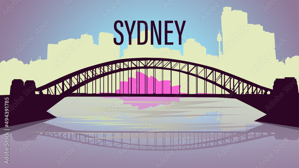 silhouette of Sydney in soft colors for digital things