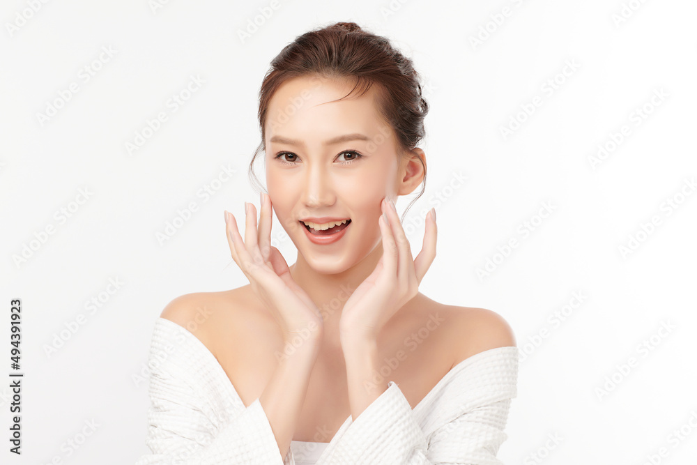 Beautiful young asian woman with clean fresh skin on white background, Face care, Facial treatment, Cosmetology, beauty and spa, Asian women portrait. Beautiful young asian woman with clean fresh skin on white background, Face care, Facial treatment, Cosmetology, beauty and spa, Asian women portrait.